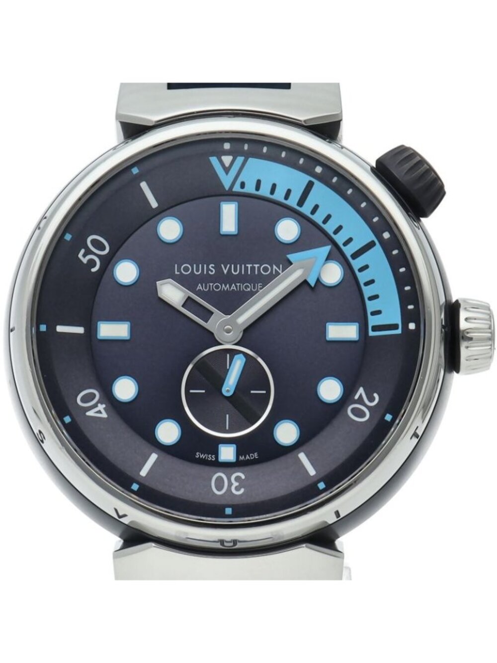 Louis Vuitton Tambour Street Diver Sky Line Watch Band SS Rubber